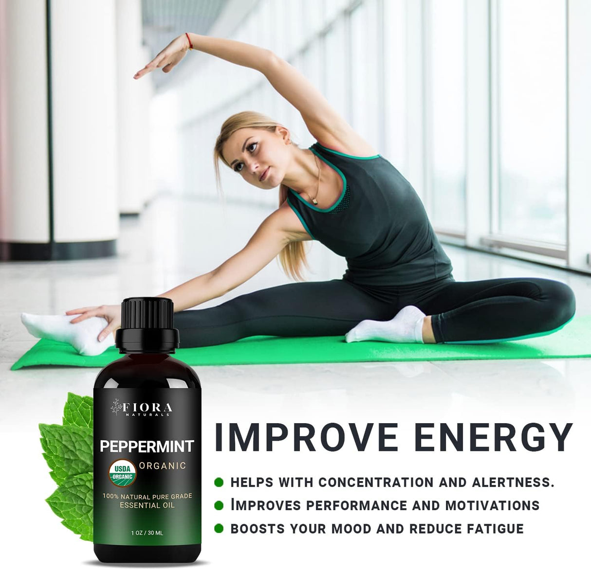 Aceite esencial de menta 100% puro orgánico