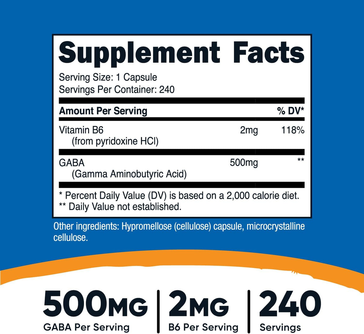 Suplemento Nutricost GABA ácido gamma aminobutírico 240 und