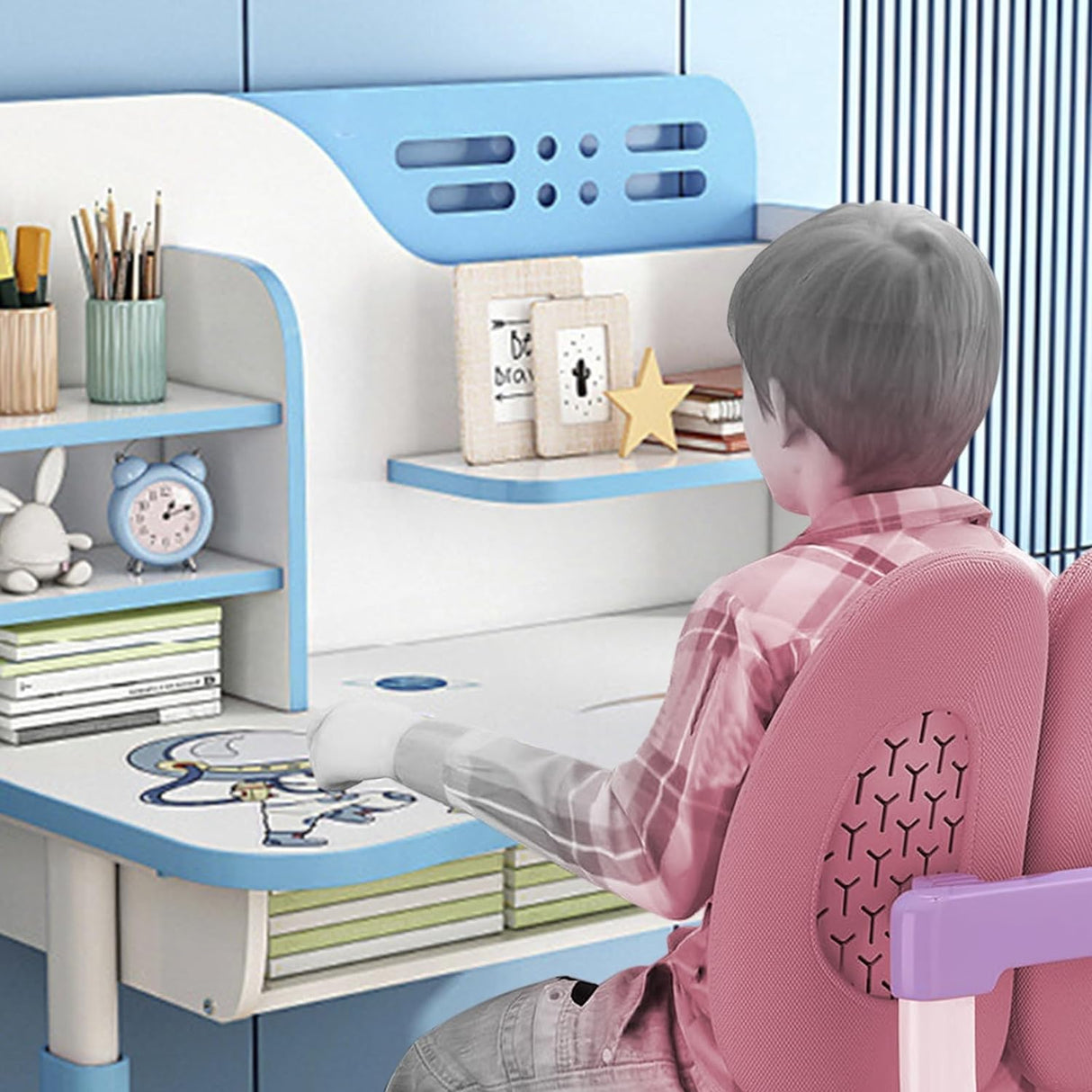 Set de Escritorio y Silla Infantil Ajustable con Cajón y Soporte