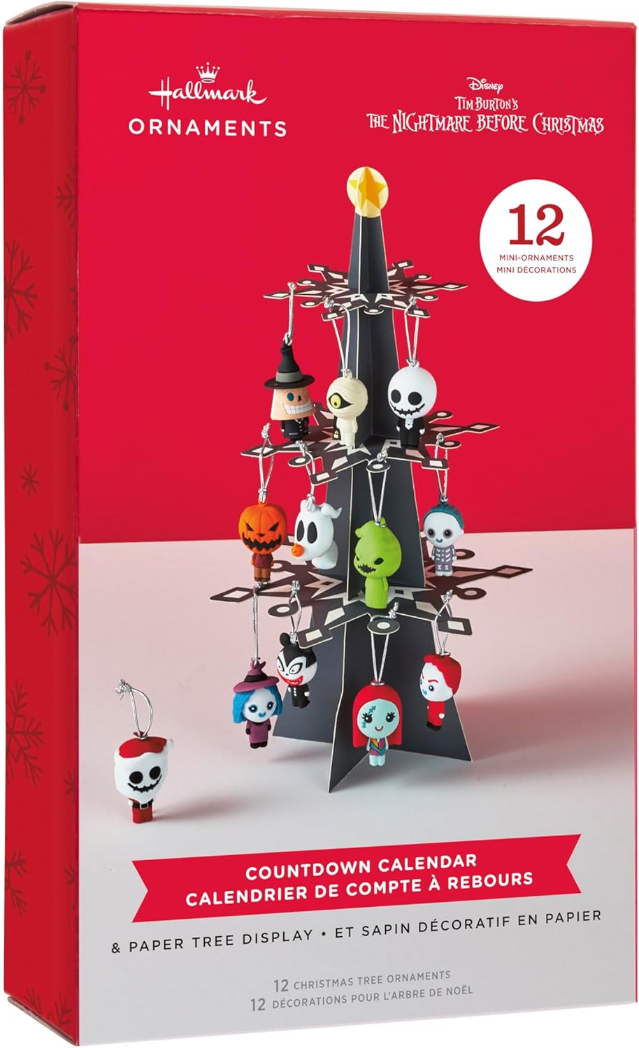 Mini árbol de Navidad Hallmark con 12 adornos de pesadilla