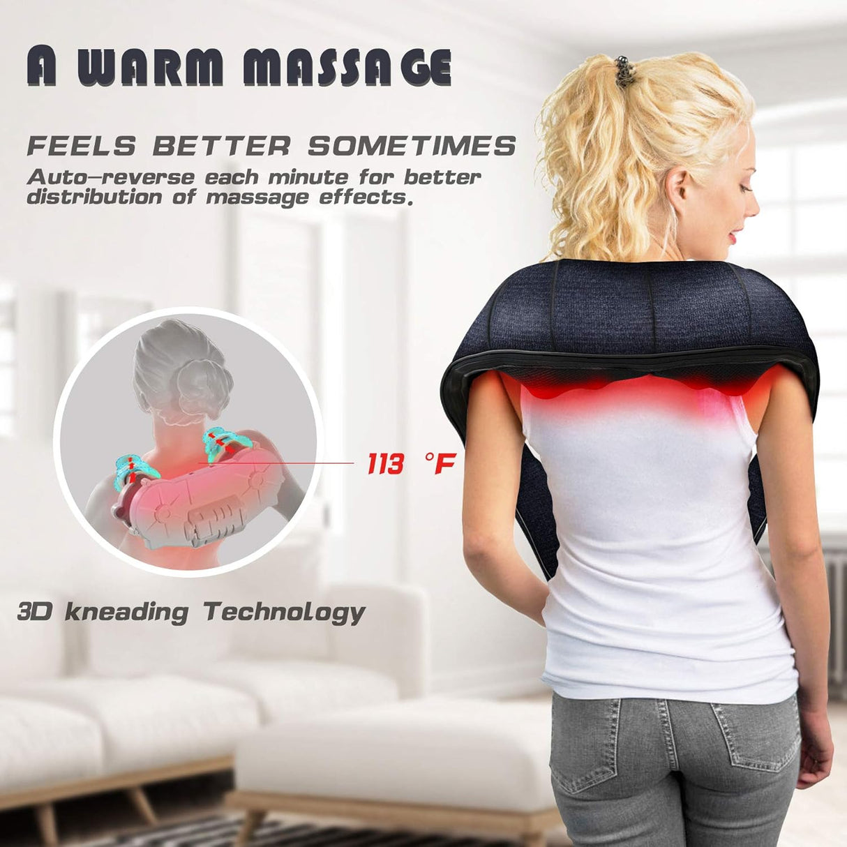 Masajeador de Cuello Mo Cuishle, Shiatsu, con Calor, Relajante
