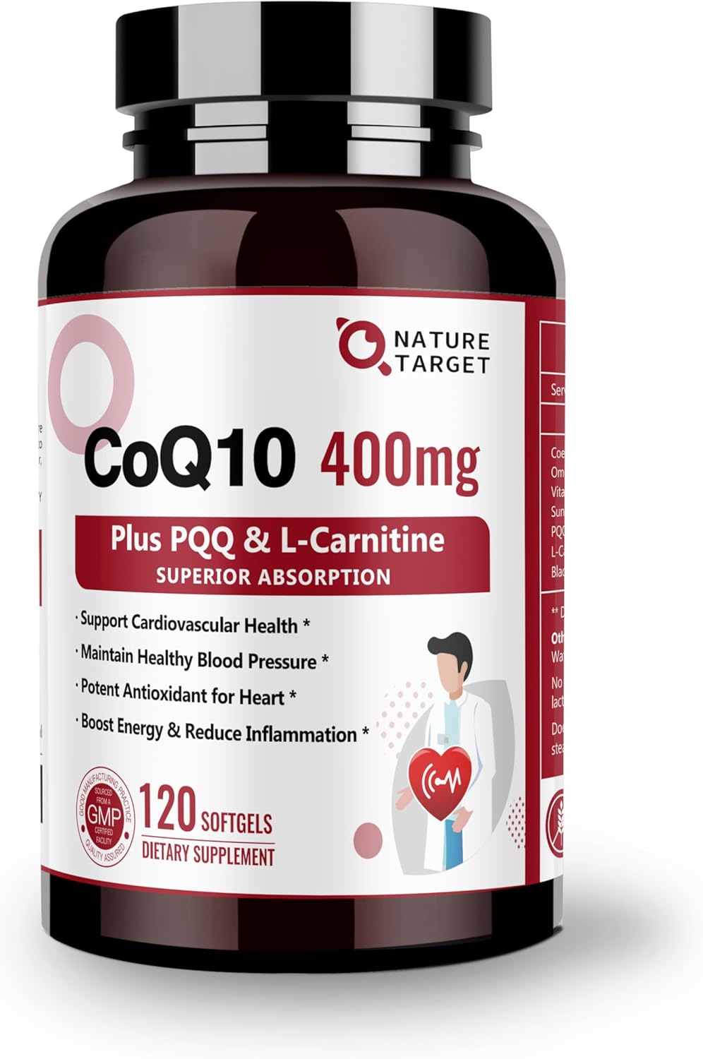NATURE TARGET CoQ10 400mg con PQQ Omega-3 L-Carnitina