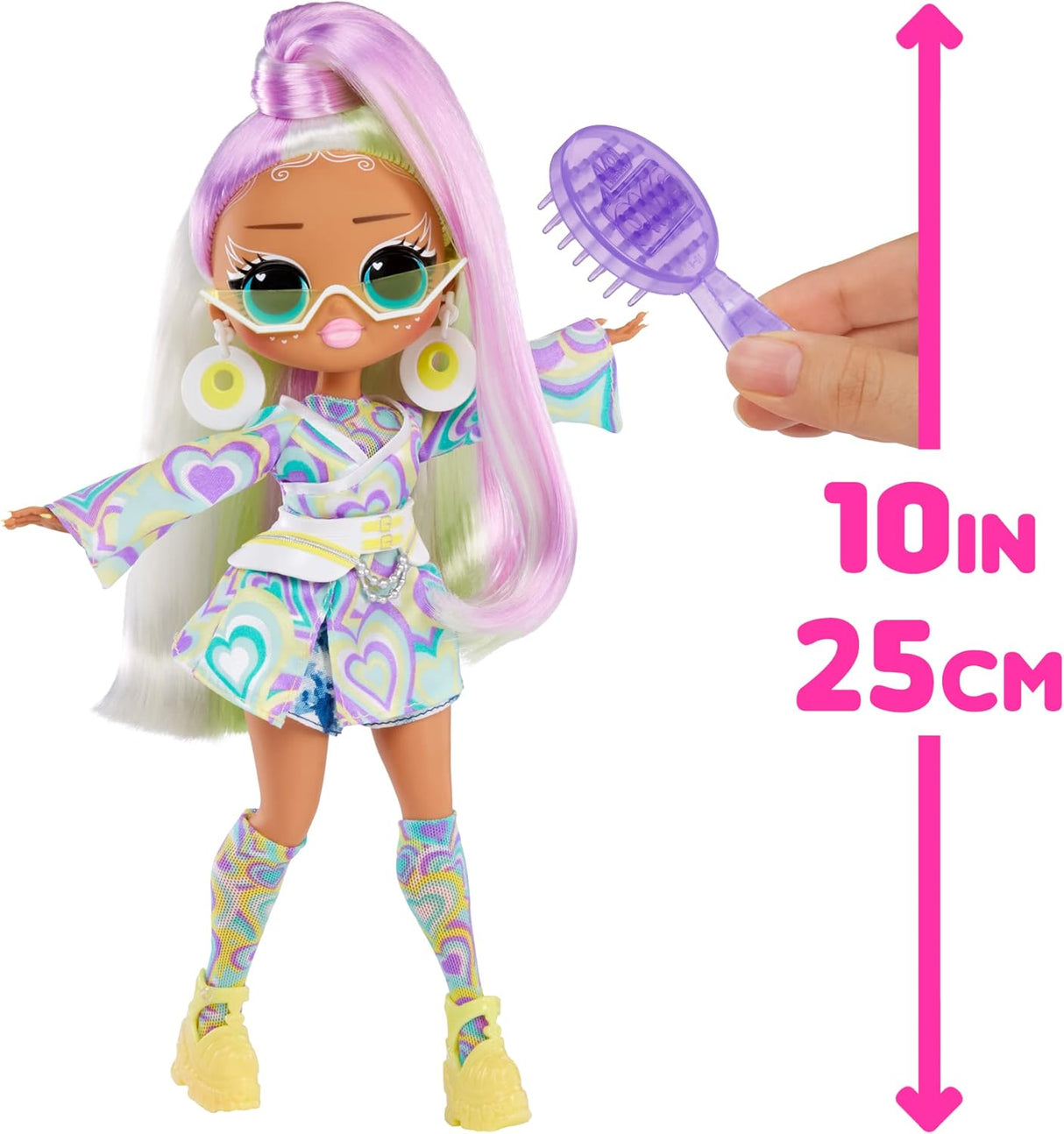 Muñeca de moda con cabello que cambia de color y sorpresas
