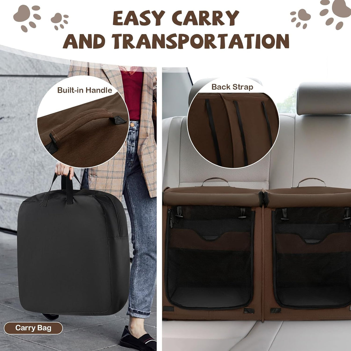 Transportín para gatos PETSITE, 40 pulgadas, doble compartimento