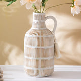 Vaso de Cerámica con Asa y Borlas - Decoración Rústica 10