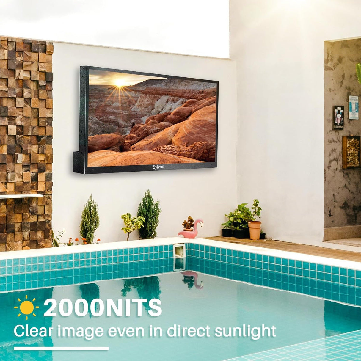 Televisor Exterior SYLVOX 75'' 4K 2000nits IP55 WiFi Bluetooth