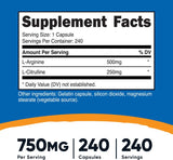 Suplementos Alimenticios L-arginina  240 cápsulas