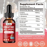 Creatine HCL Liquid Drops for Men &amp; Women, Creatine Hydrochloride with L-Carnitine, L-Glutamine, BCAA, Vitamin B12 &amp; B6 for Muscle Growth &amp; Recovery-Vegan, Mixed Berry Flavor Flavor, 2 Fl Oz