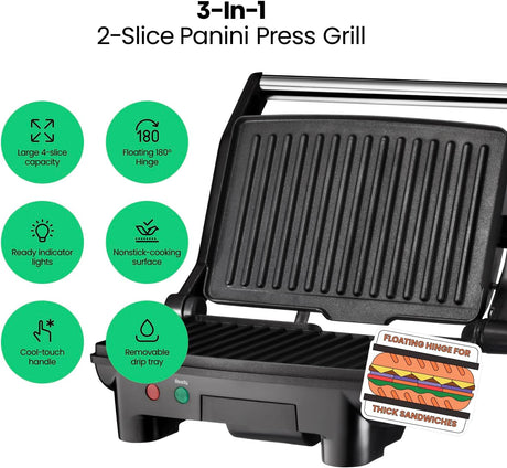 Prensa Panini Chefman, placas antiadherentes, apta para lavavajillas