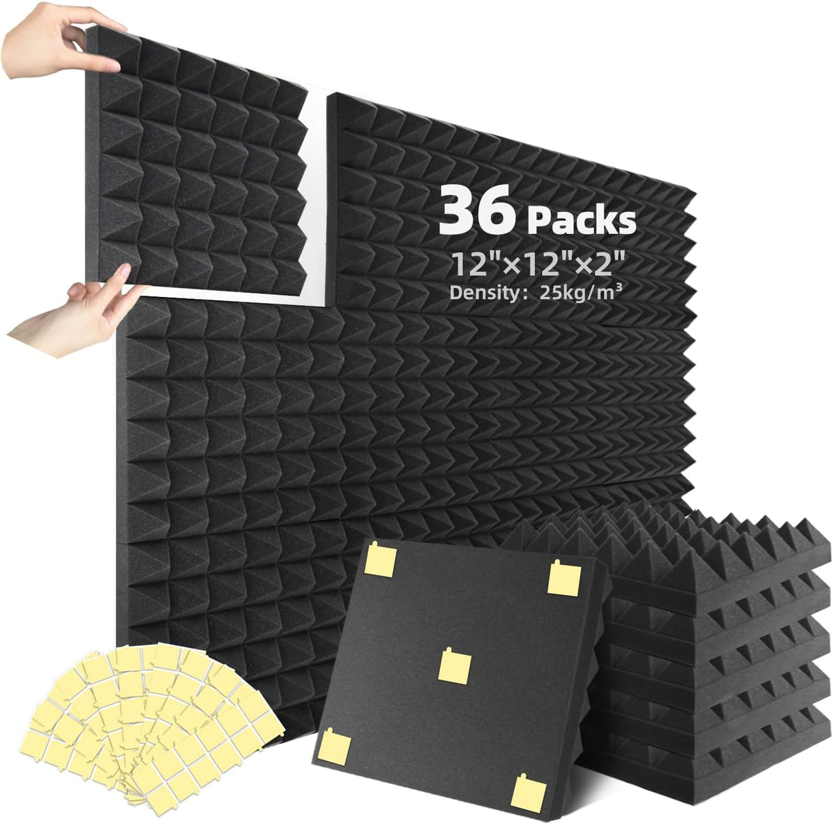 Paneles Acústicos de Espuma Alta Densidad 36 Piezas 2×12