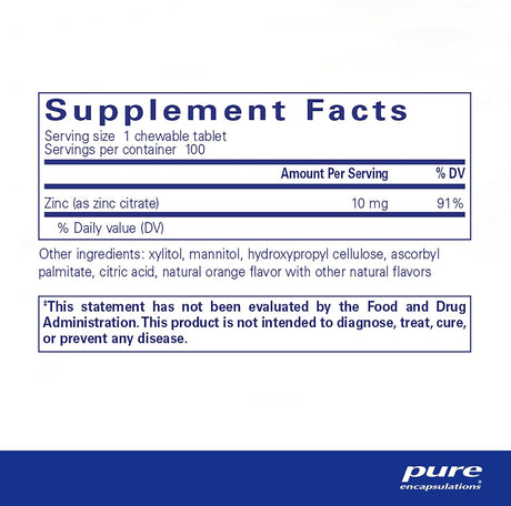 Suplementos  Zinc Masticables para   Sistema Inmunológico