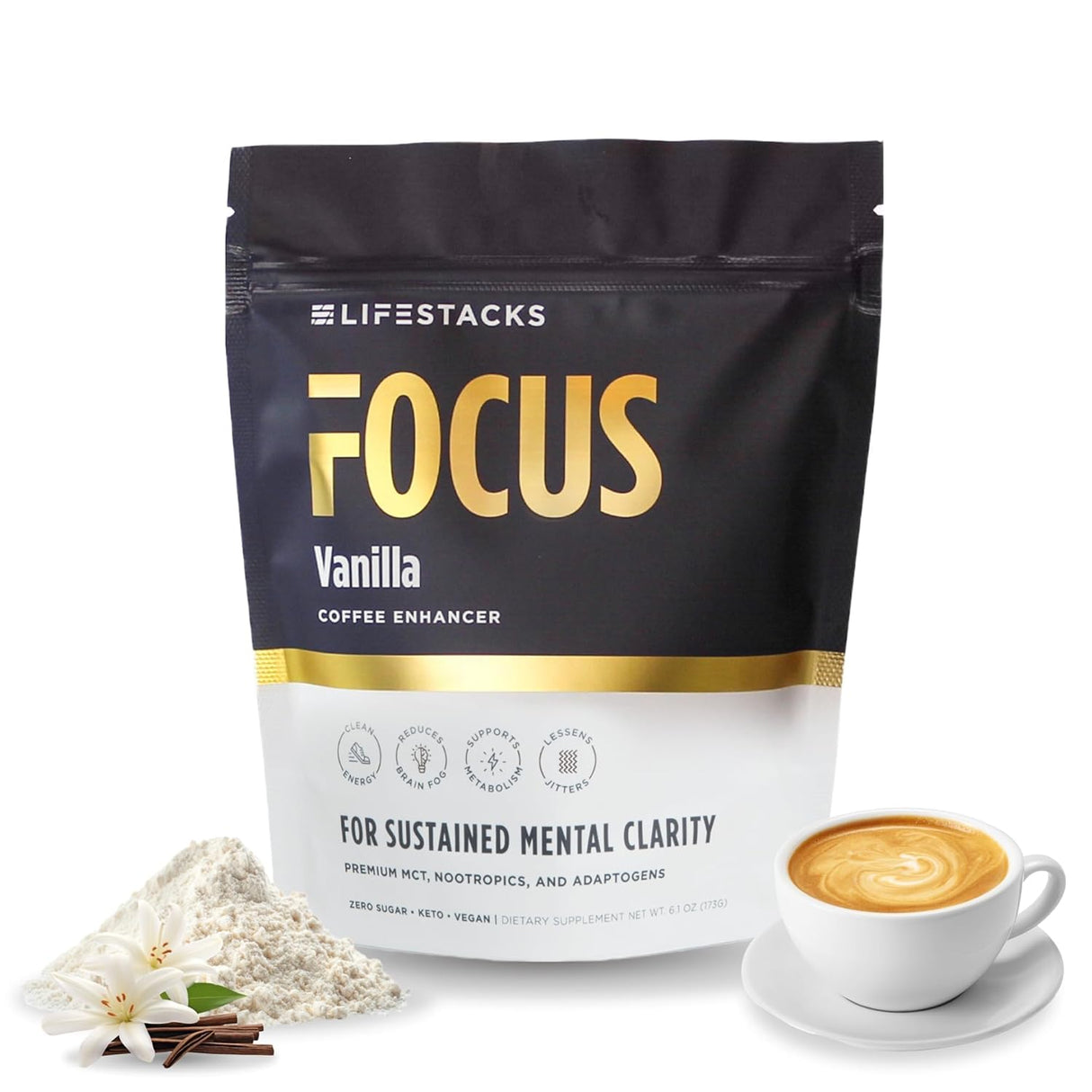Focus Coffee Creamer, Energía y Claridad, MCT, Nootropics, Vegan