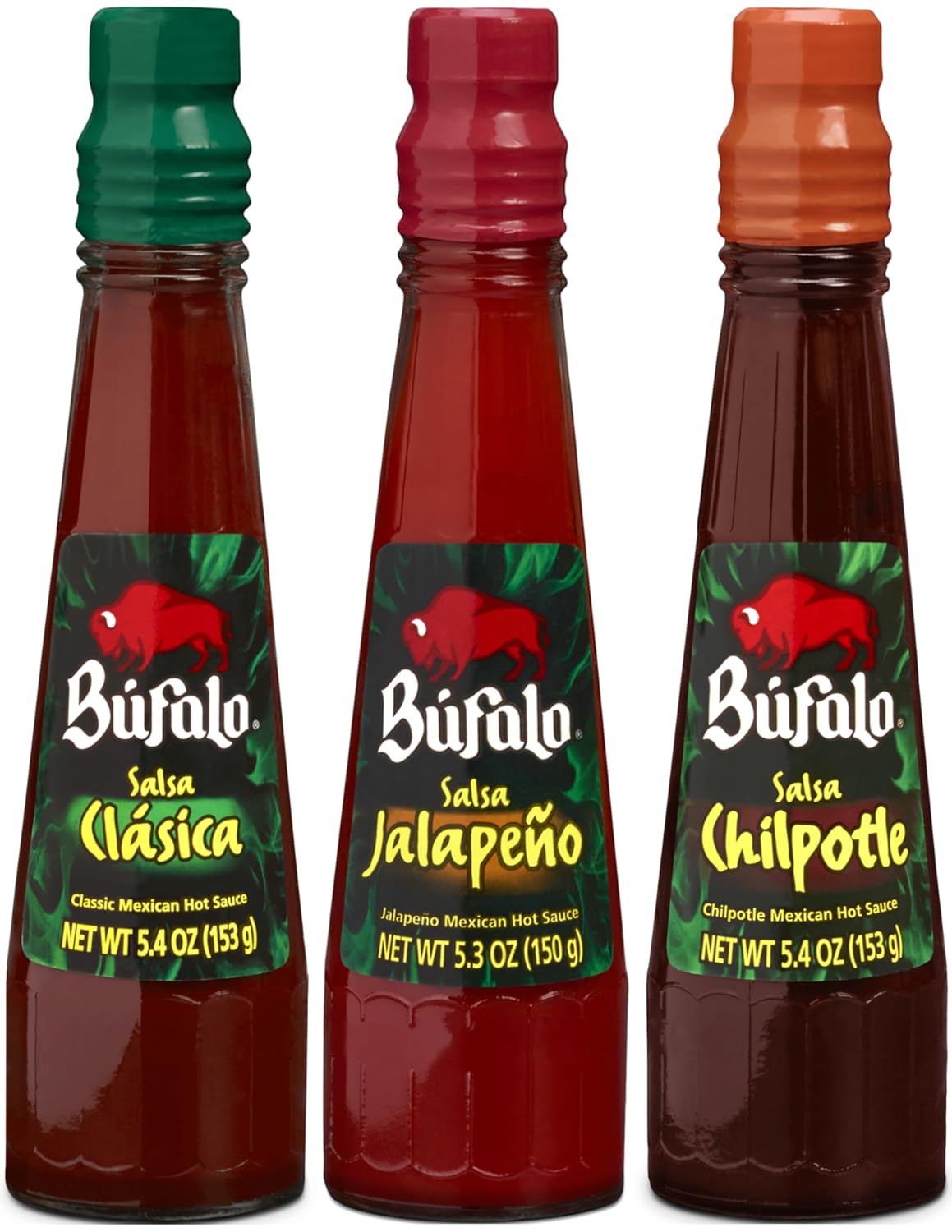 Salsa Bufalo set 3: Jalapeño, Chipotle, Clásica 5.3 oz