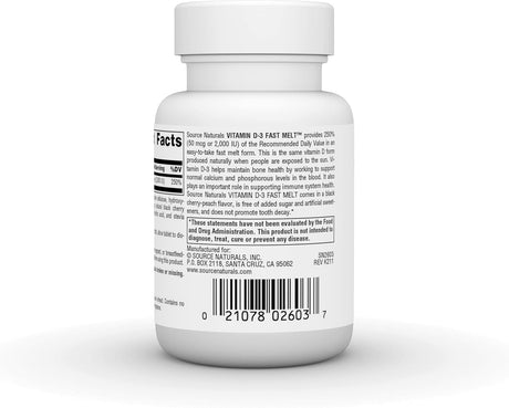 Vitamina D-3 2000 IU de Source Naturals, Apoyo Óseo e Inmunológico, 120 Tabletas