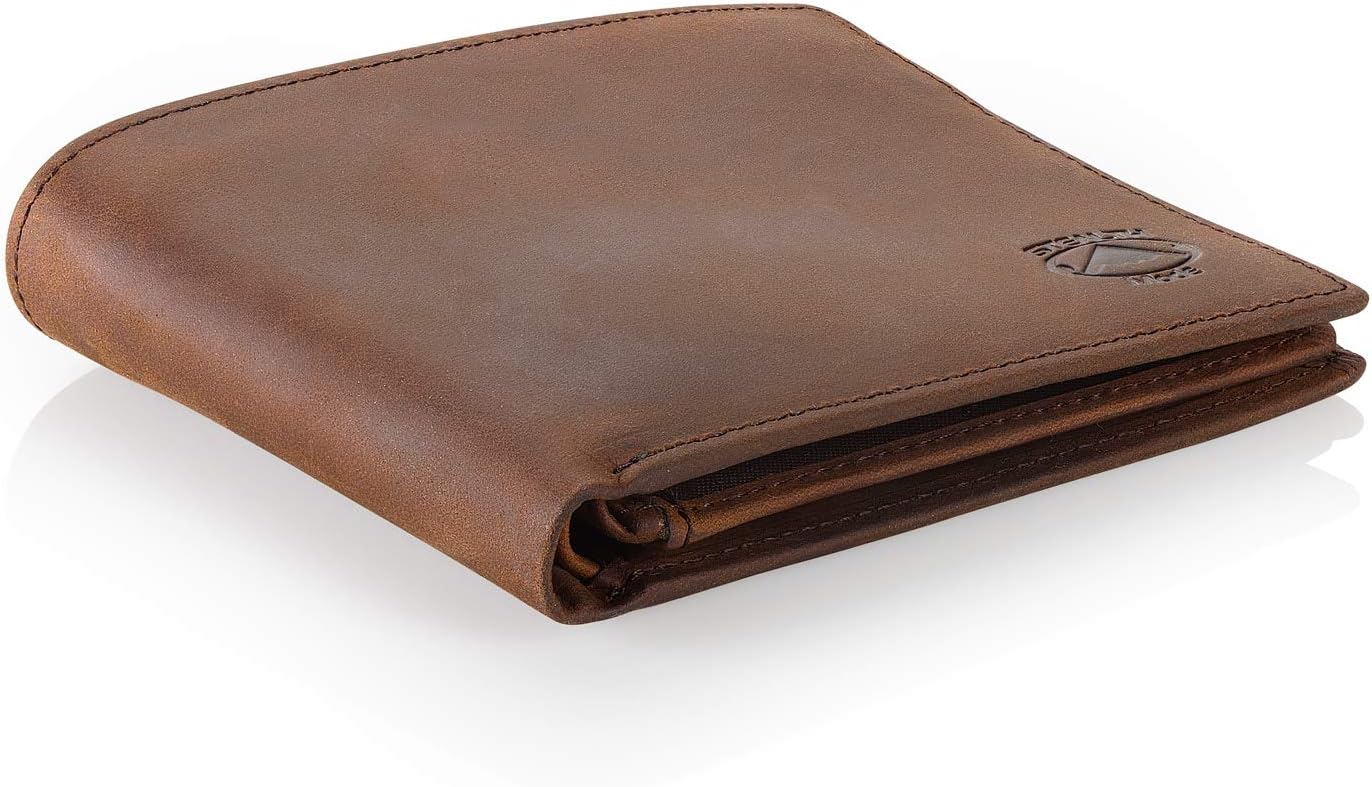 Billetera Bifold de Cuero para Hombre RFID y Ventana de ID