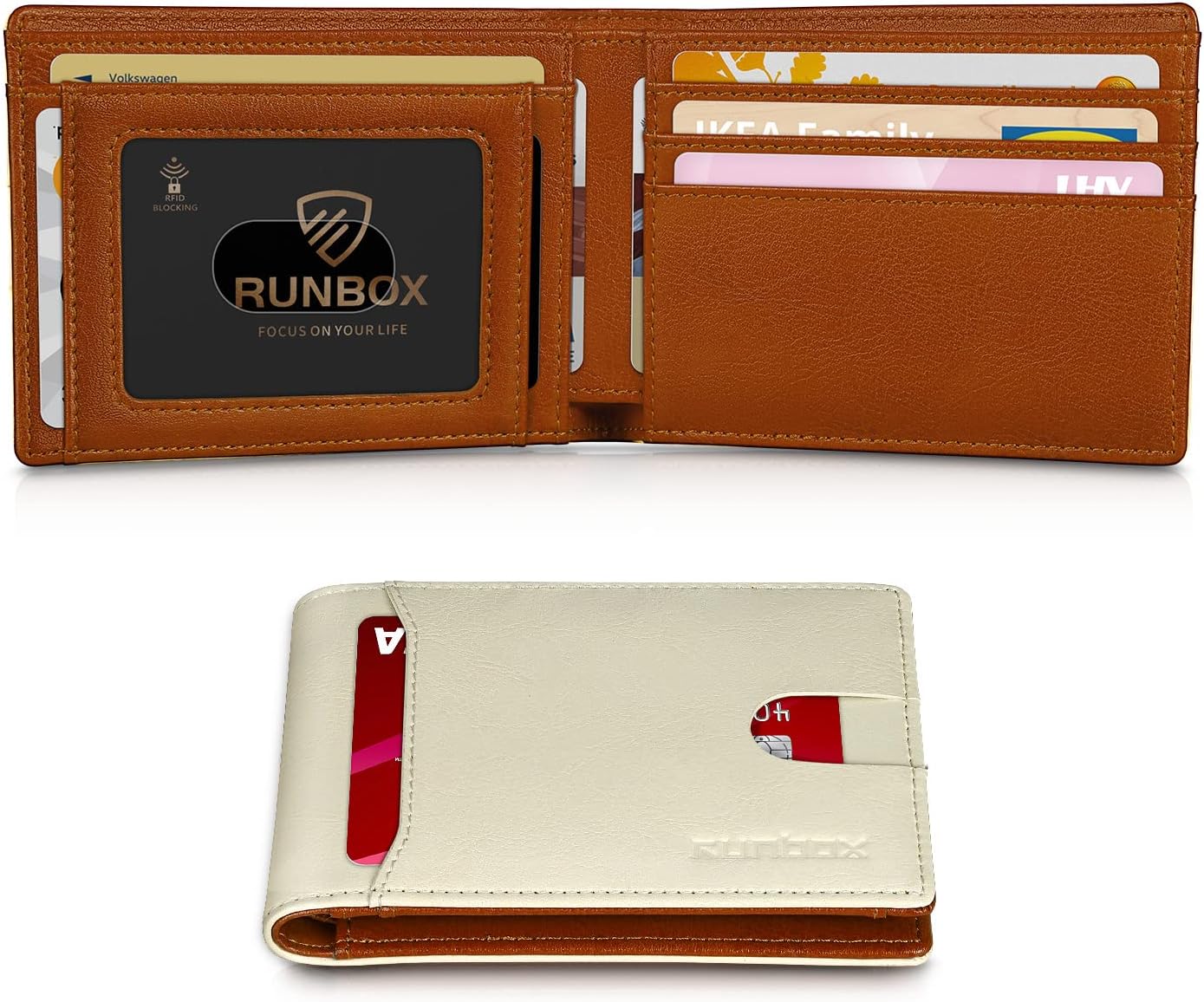 Billetera RUNBOX para Hombre Minimalista con RFID, Bifold