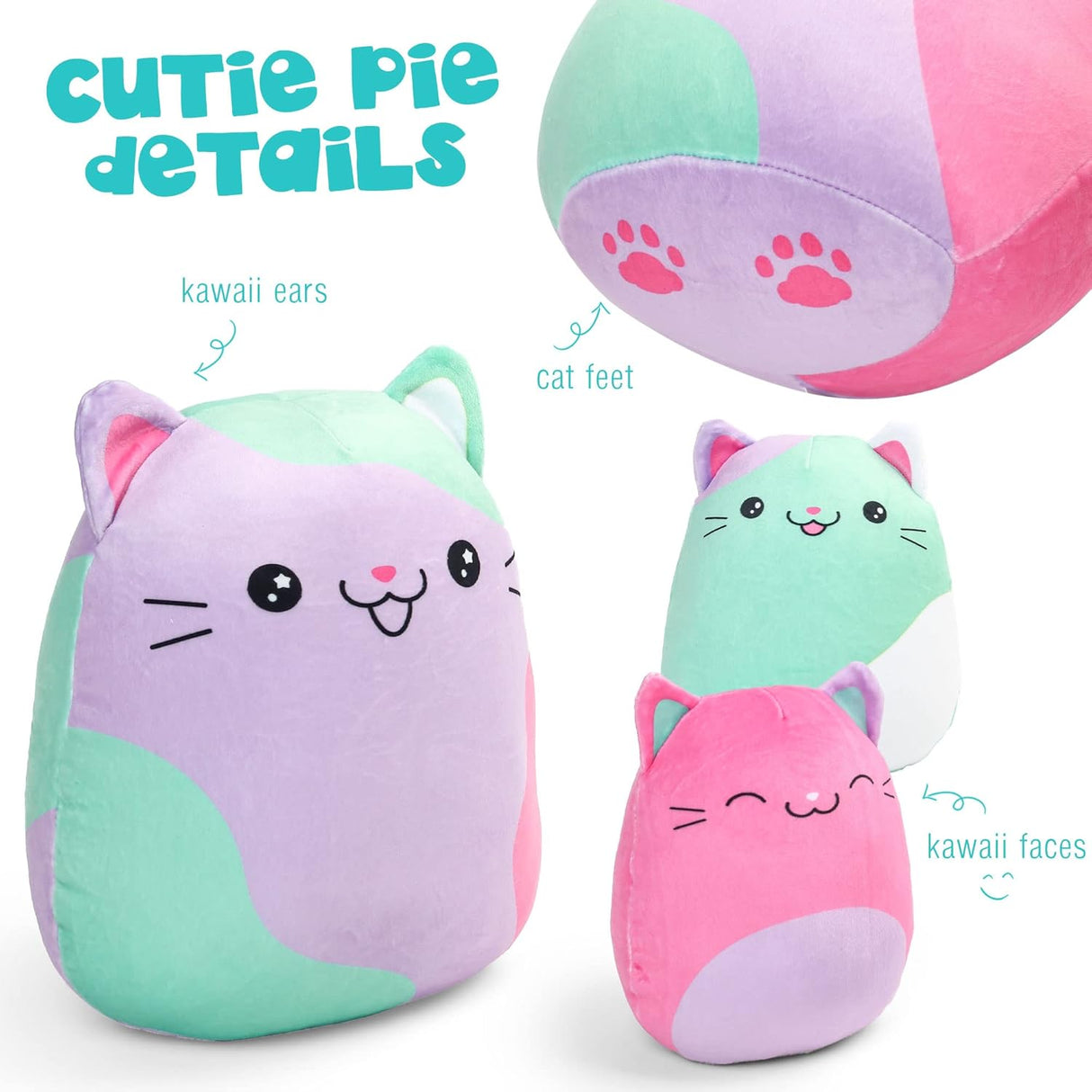Peluches de gatos juego de 3 para niños
