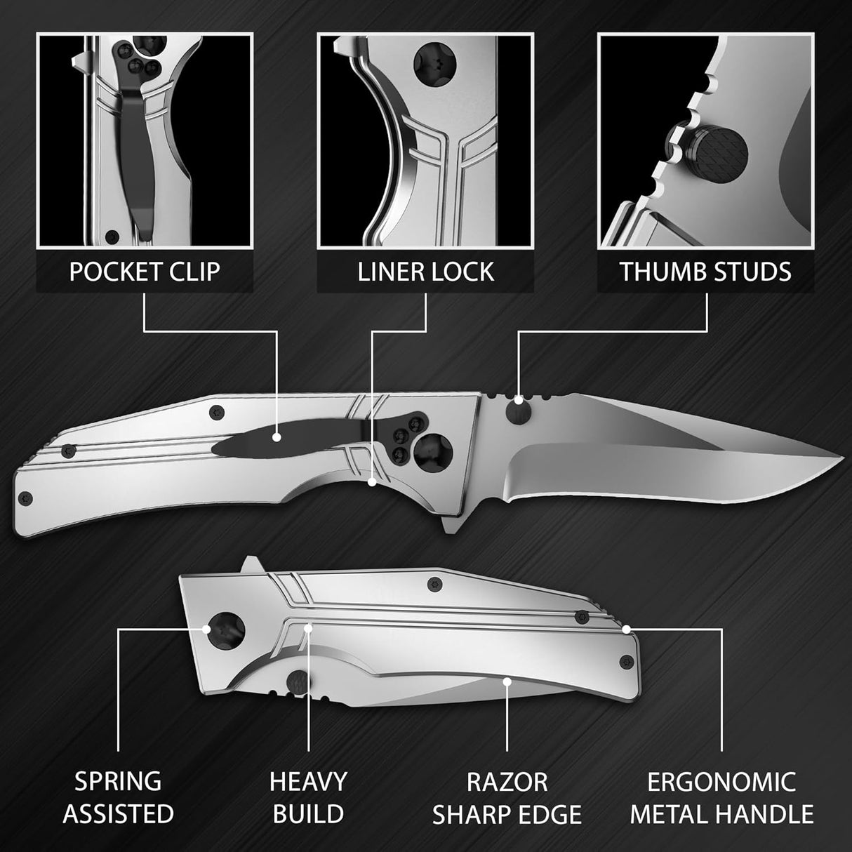 Cuchillo de Bolsillo Táctico 3.5 con Clip para Supervivencia