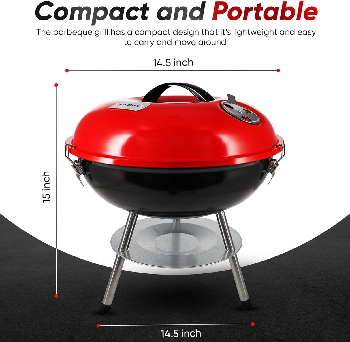 Parrilla Portátil Gas One 14 con tapa y sistema de ventilación