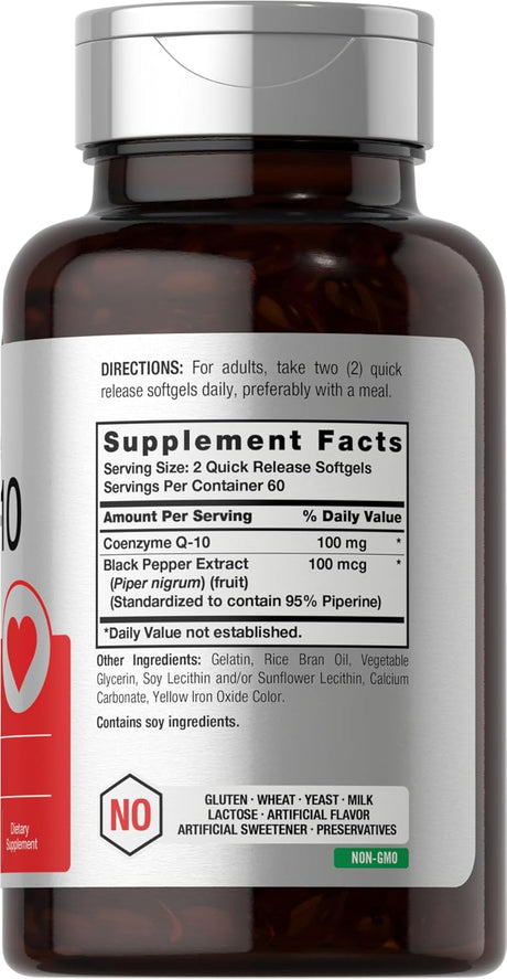 Suplemento CoQ10 100mg Horbäach, 120 cápsulas, Sin GMO