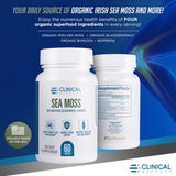 Sea Moss Orgánico Irish con Bladderwrack, Burdock y Bioperine - 60 caps