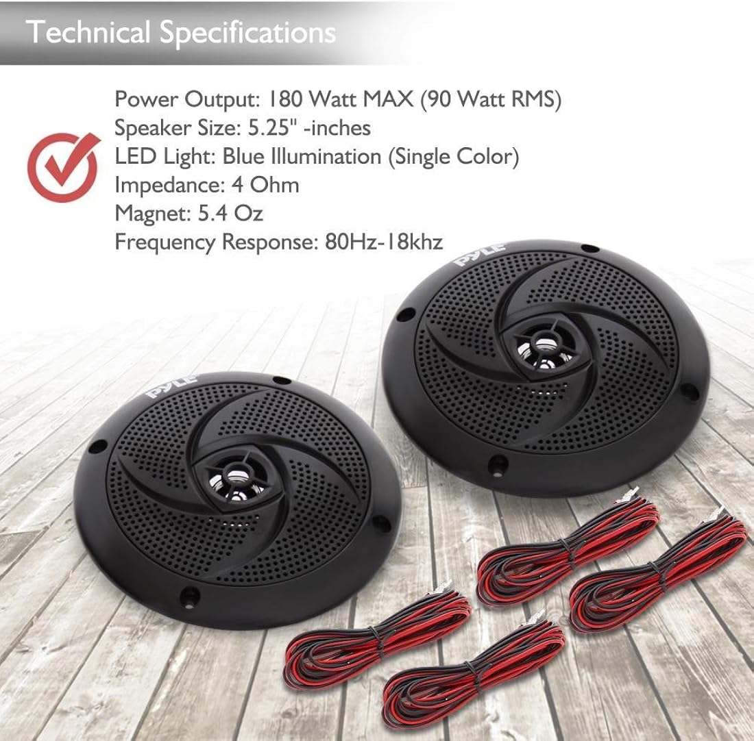 Parlantes de sonido estéreo negro PYLE PLMRS53BL