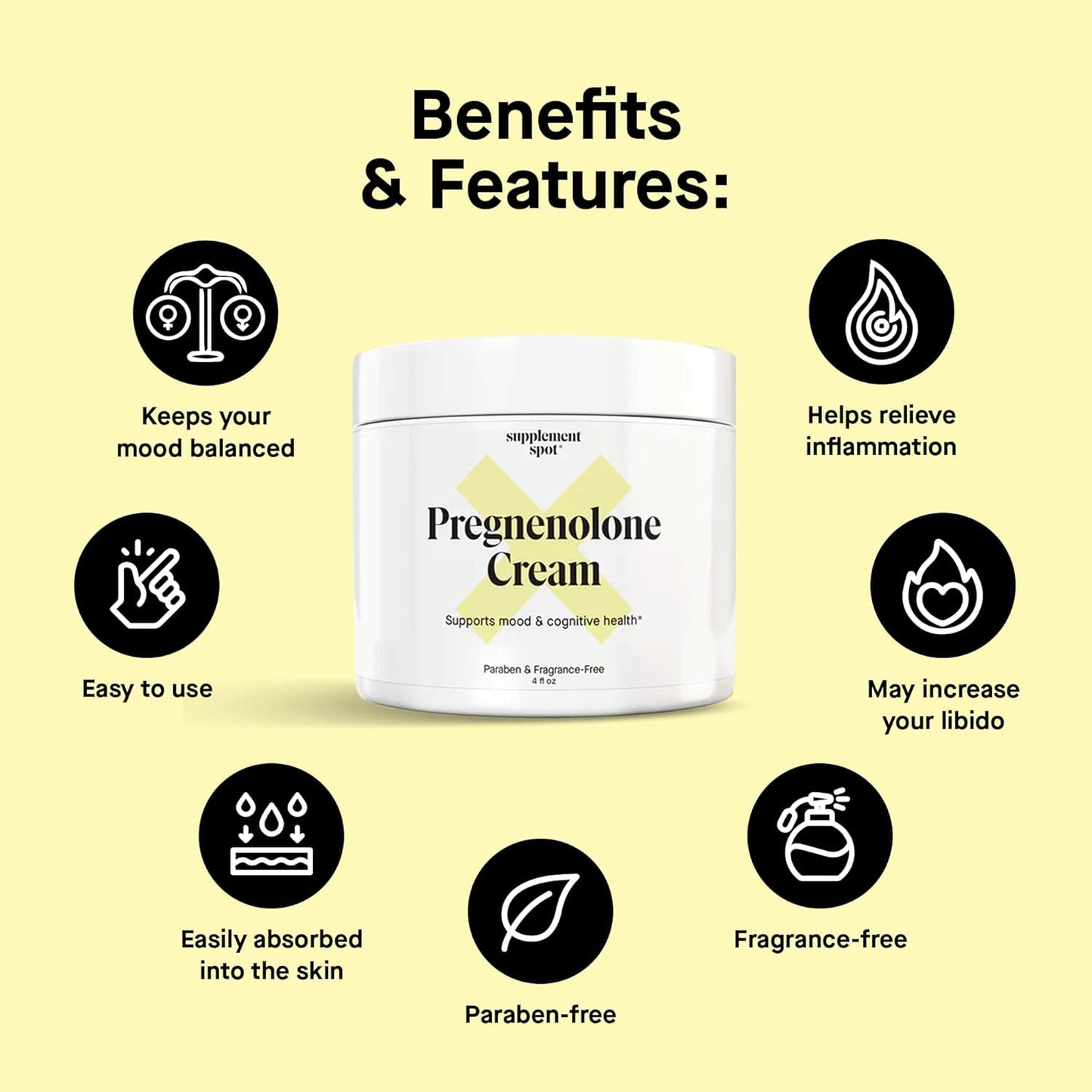 Crema pregnenolona para mujeres y hombres Supplement Spot