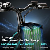 Bicicleta Eléctrica Vivi 750W, 26, Batería 48V, 50 Millas