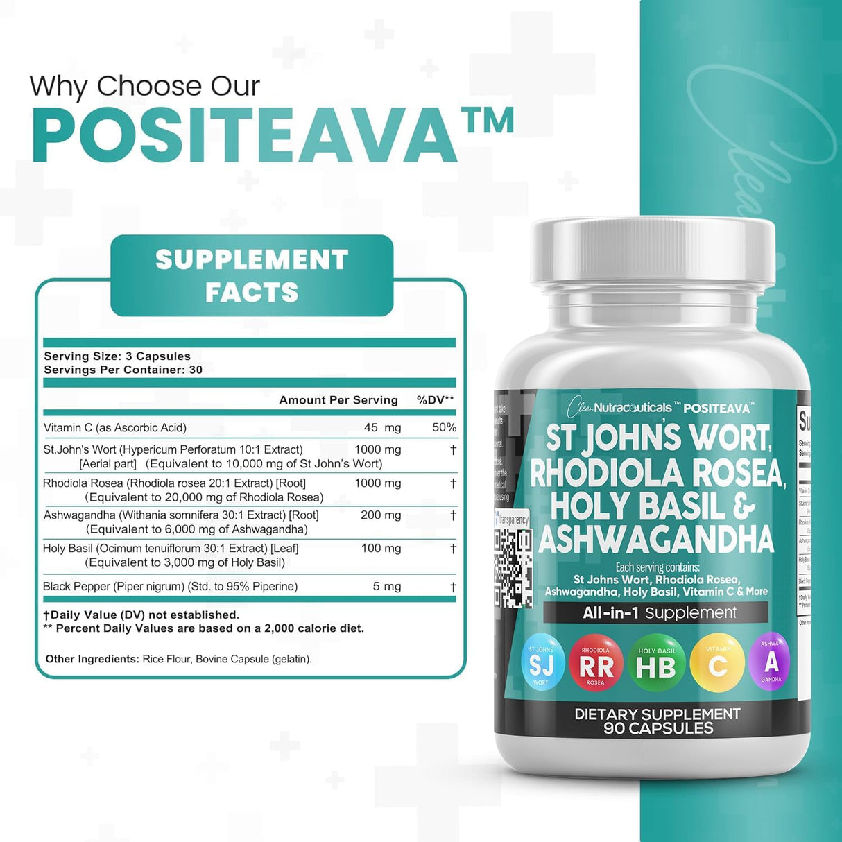 Clean Nutraceuticals Hierba de St Johns 10000mg Rhodiola