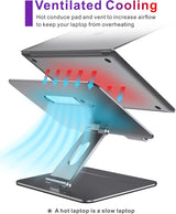 Brocoon - Soporte ajustable para computadora portátil, soporte ergonómico de aluminio para MacBook con ventilación térmica, elevador para portátil compatible con portátiles de 10 a 17 pulgadas
