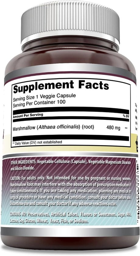Suplemento Extracto de raíz de malvavisco de 480 mg 100und