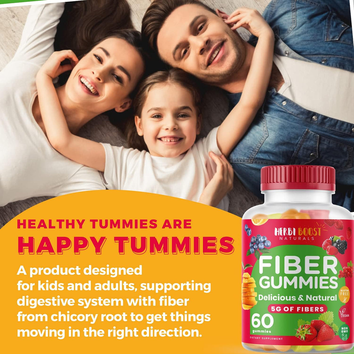 Suplementos soluble de gomita vegana con inulina