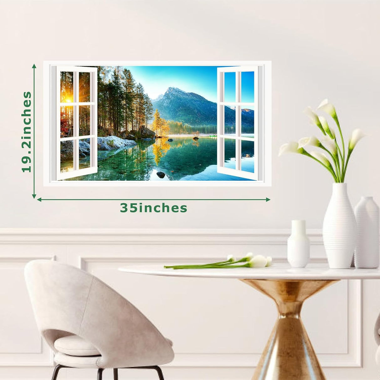 Vinilos de Ventana 3D Lago Montañés, Decoración Natural