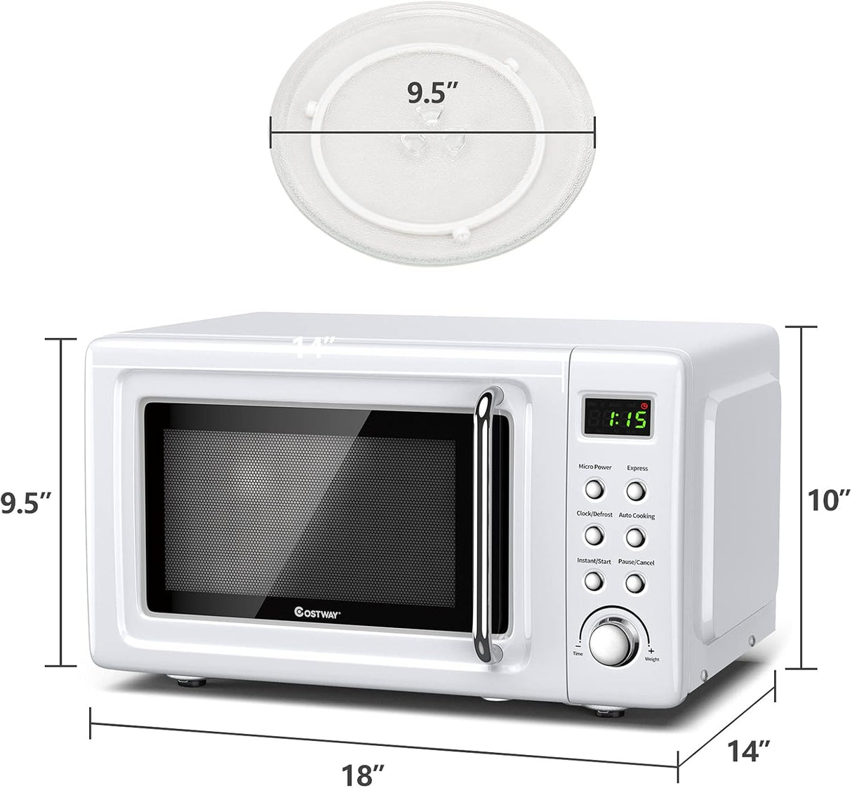 Microondas Retro COSTWAY 0.7 Cu.ft, 700W, 5 Potencias, LED