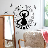 Simple Gato Negro Fase Lunar Flor Pegatinas de Pared Fondo