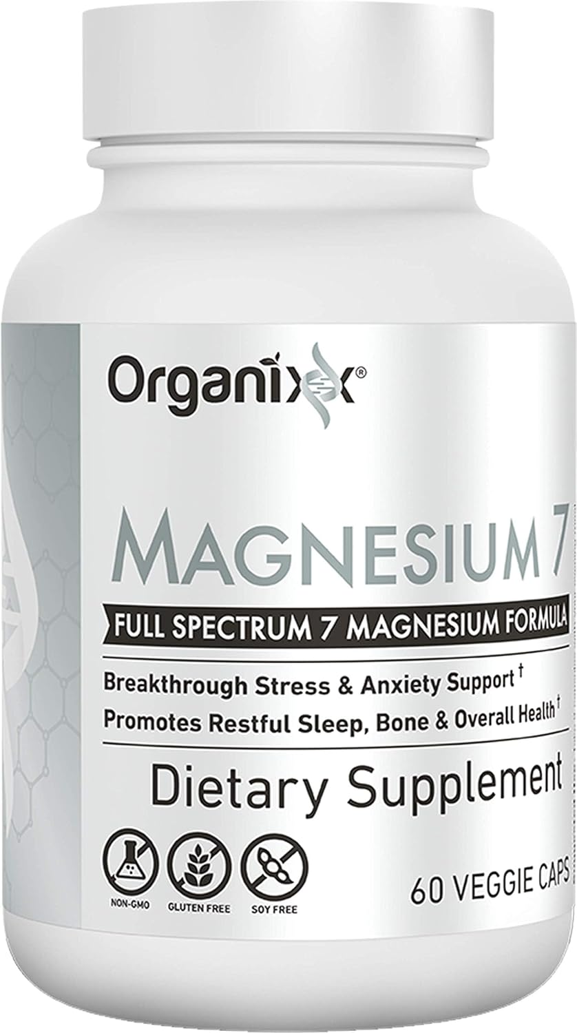 Organixx Magnesio Glycinato para Sueño, Corazón, 60 Cápsulas