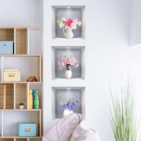 Calcomanía 3D Jarrones Flores - Decoración Removible - Daisy