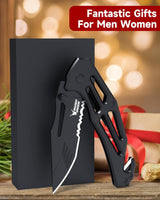 Cuchillo plegable con clip, EDC para senderismo, color negro
