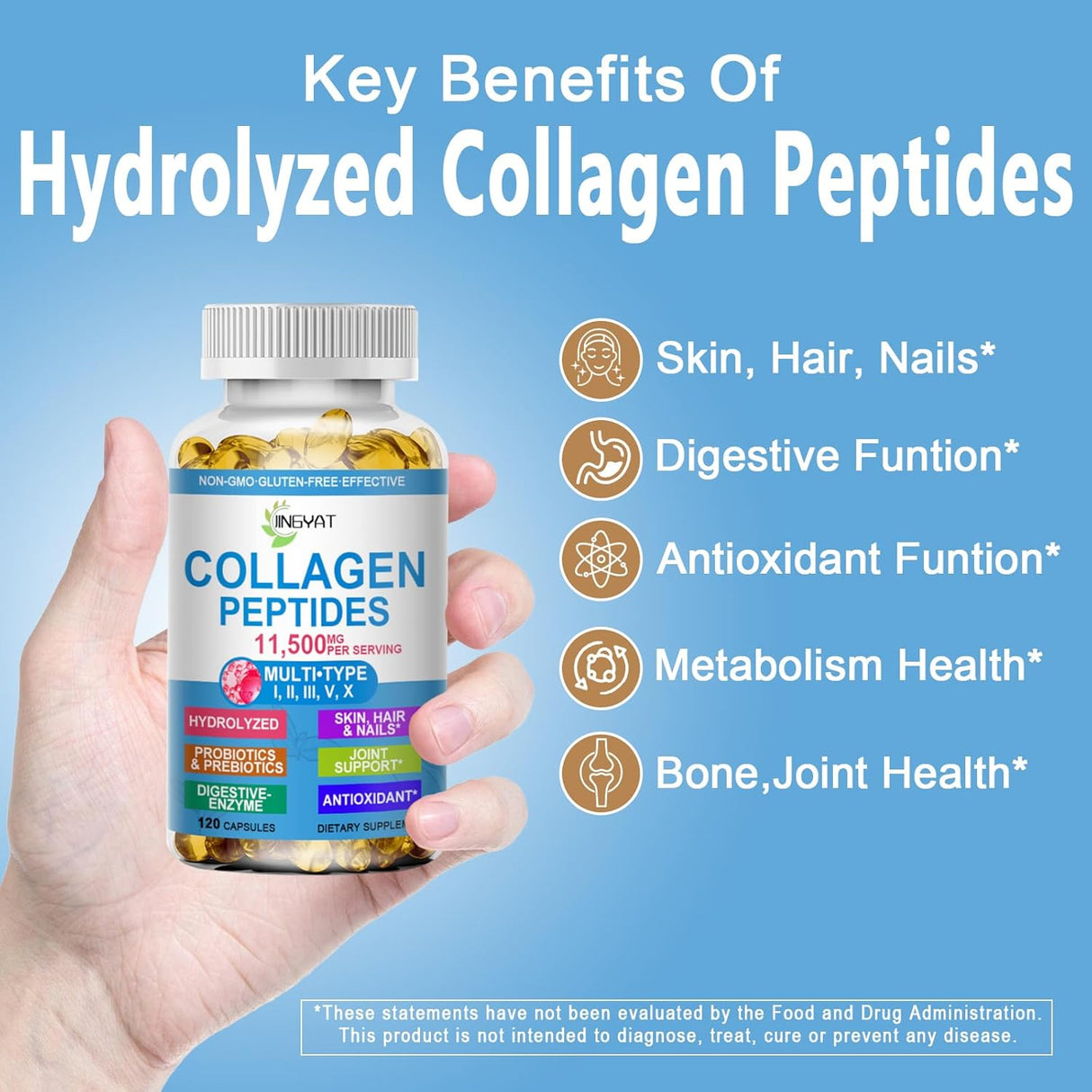 Colágeno Peptidos Suaves, Multi con Glucosamina y MSM, Biotín