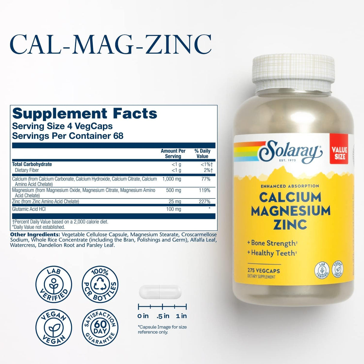 Suplemento Calcio, magnesio, zinc de Alta absorción