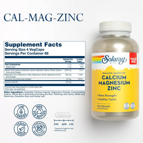 Suplemento Calcio, magnesio, zinc de Alta absorción