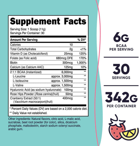BCAA para Mujeres Nutricost - Sin GMO, 30 Porciones