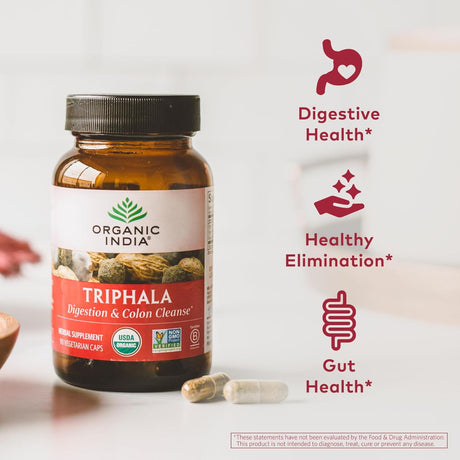 Cápsulas orgánicas de Triphala - Suplemento herbal vegano, adaptógeno