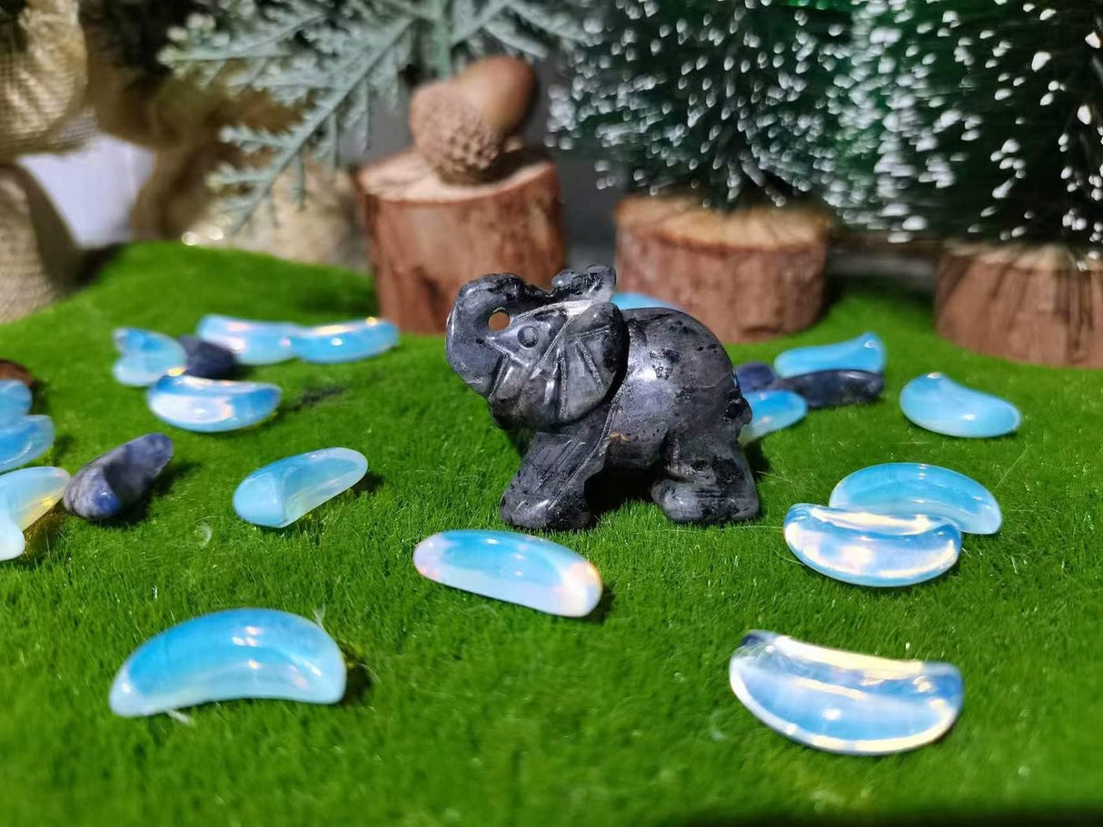 QINJIEJIE Decoración de elefante de cristales, labradorita