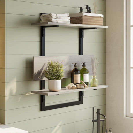 Estanterías Flotantes Bestier, 24 con Soportes Plegables 3 Niveles