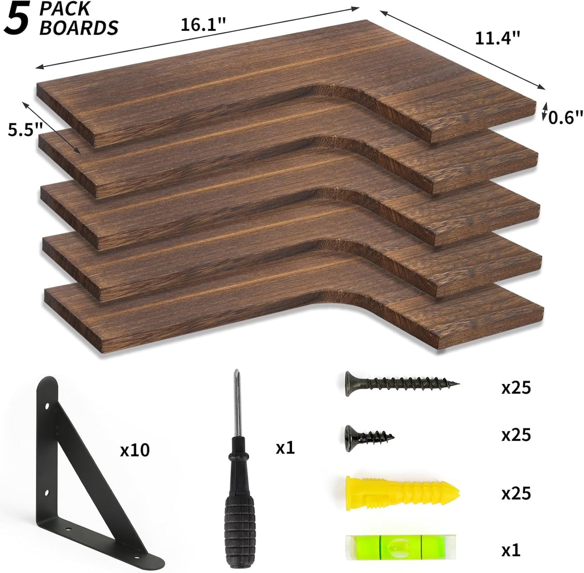 Estantes Flotantes de Madera Fixwal, Estilo Rústico, Modelo 2023