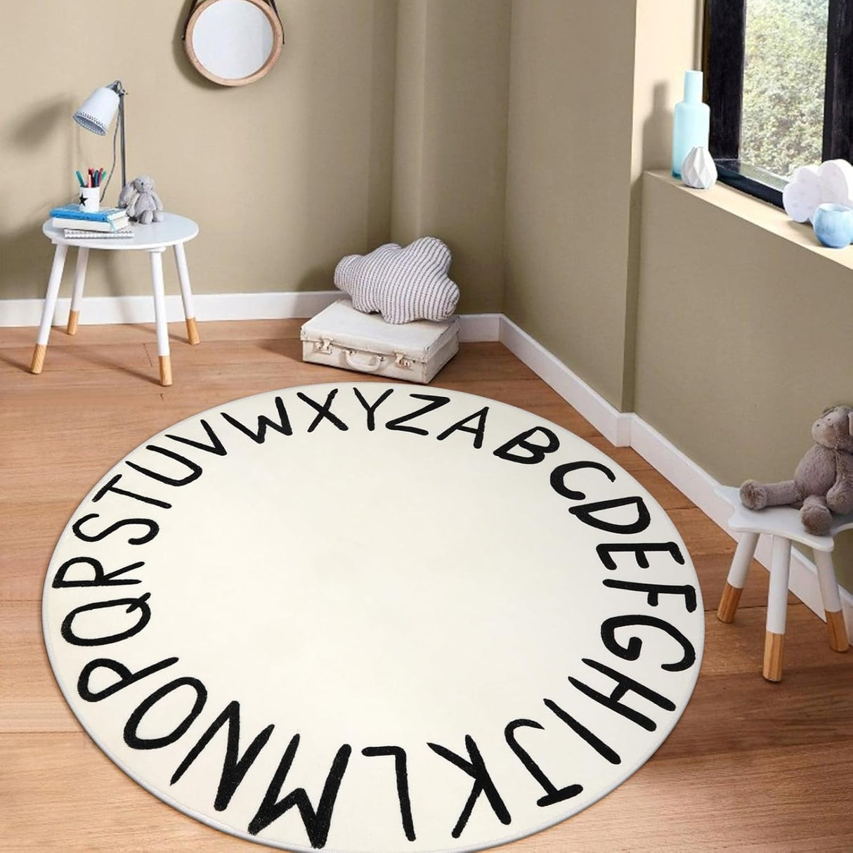 Alfombra redonda ABC para niños, LIVEBOX, lavable, 71