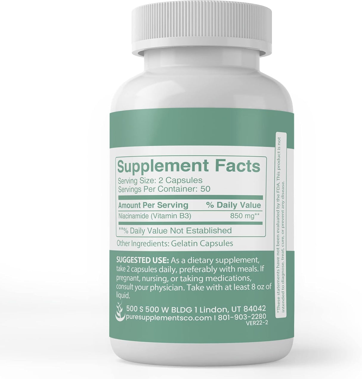 Suplemento Niacinamida vitamina B3  pura
