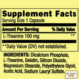 Suplemento L-Teanina Spring Valley 100 mg 100 unidades