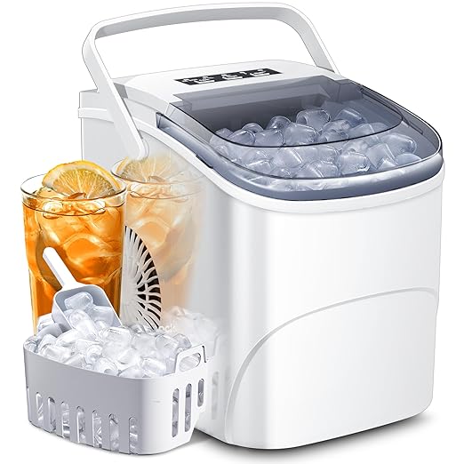 Máquina de Hielo Portátil AGLUCKY, 26.5Lbs/24H, 2 Tamaños